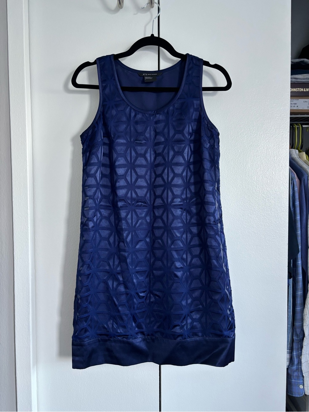 Armani Exchange Navy Geometric Lace Mini Dress